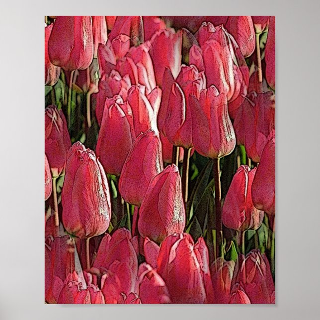 Póster Floral de tulipanes rosados (Frente)