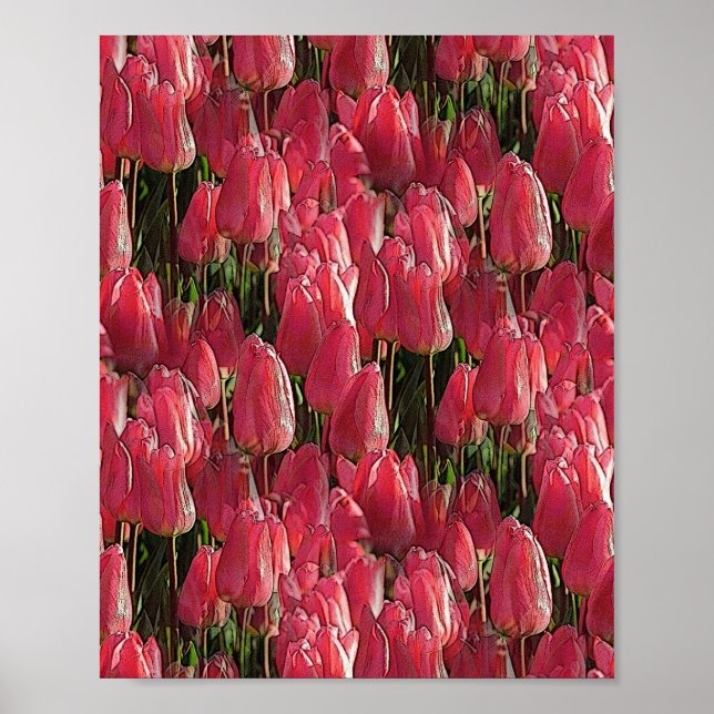 Póster Floral de tulipanes rosados (Frente)