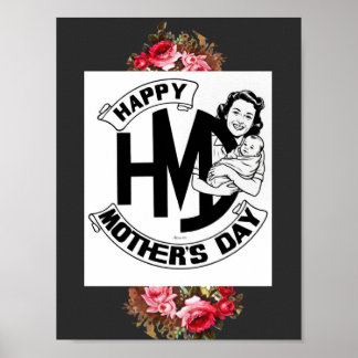 Póster floral del Día de la Madre Feliz