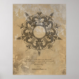 PÓSTER FLORAL DEL SIGLO XVI DE VINTAGE CON CRIPTURA