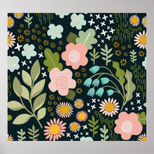 Póster Floral Delicada: Belleza Vintage sin Mar.