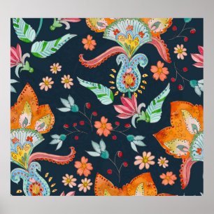 Póster Floral Delight: Textura de flores acuáticas