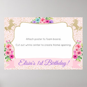 Póster Floral dorada de marco fotográfico de Unicorn Prop