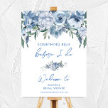 Póster Floral Dusty Blue Bridal Shower Signo de bienvenid<br><div class="desc">Floral Dusty Blue Bridal Shower signo de bienvenida Poster</div>