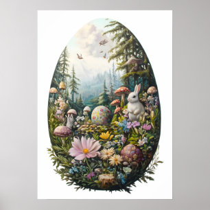 Póster Floral Easter Egy Bunny Wall Art