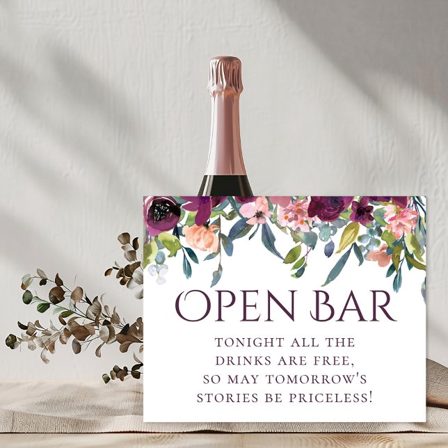 Póster Floral elegante | Purple Pink Garland Open Bar (Subido por el creador)