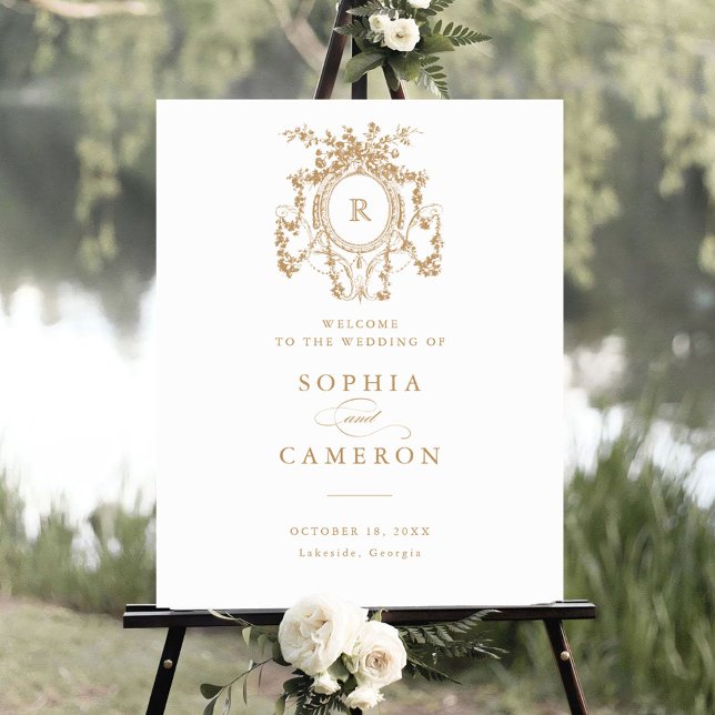 Póster Floral elegante Rosas franceses Escudo signo de bi (Subido por el creador)