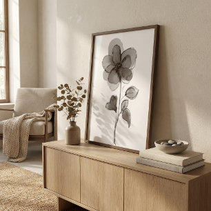 Póster Floral en blanco y negro elegante estiloso estétic