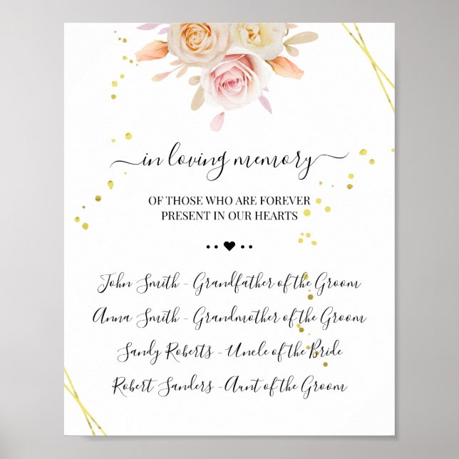 Póster Floral en el Rótulo de recuerdo de amor (Frente)