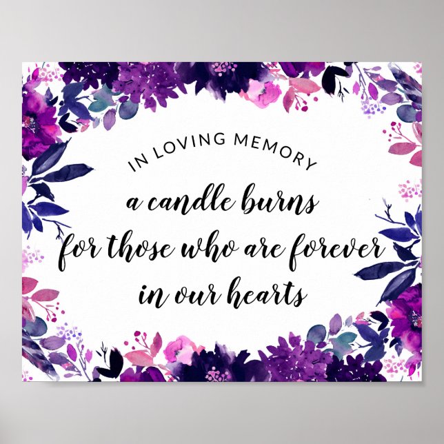 Póster Floral encantada en el Rótulo Boda de memoria amor (Frente)