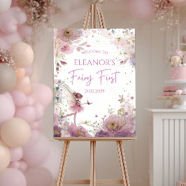 Póster Floral Fairy First Birthday Personalised Welcome