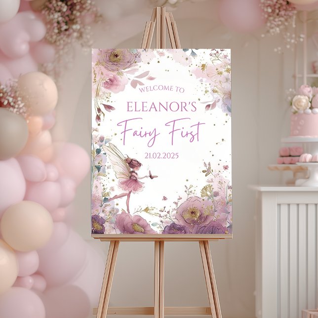 Póster Floral Fairy First Birthday Personalised Welcome (Subido por el creador)