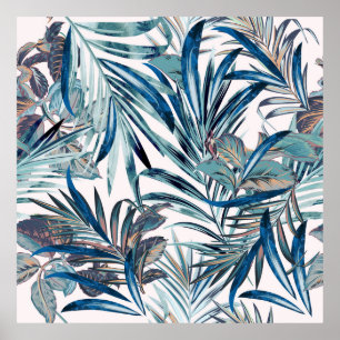 Póster Floral fashion tropical vintage pattern with palm 