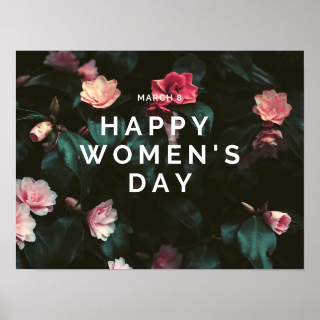 Póster Floral feliz día de la mujer (Frente)