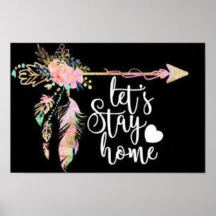 Póster Floral flecha bohemia - Sigamos en casa