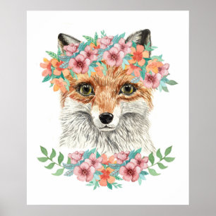 Póster Floral Fox