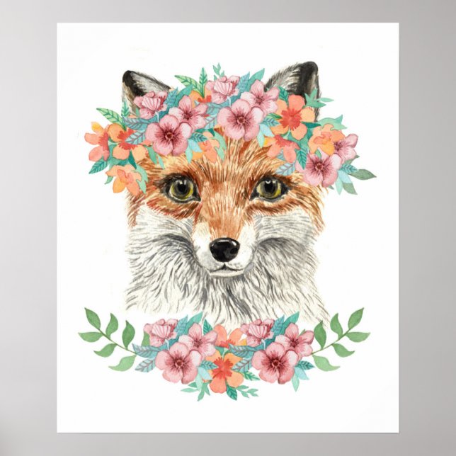 Póster Floral Fox (Frente)
