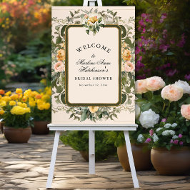 Póster Floral francesa amarilla elegante Tea Bridal Ducha