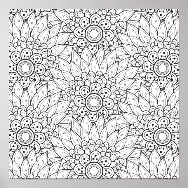 Póster Floral Garden Doodle 2 (Frente)