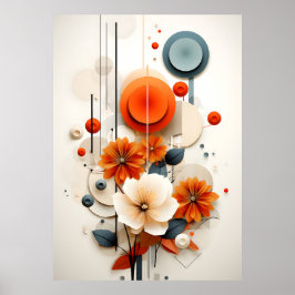 Póster Floral Geométrico Abstracto
