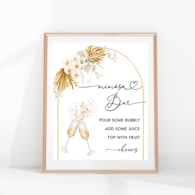 Póster Floral Gold Boho Arch Heart Script Mimosa Bar (Subido por el creador)