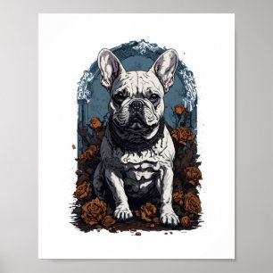 Póster Floral gótica de Bulldog francés