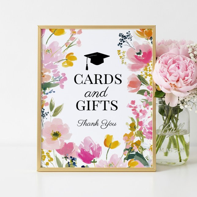 Póster Floral Graduation Party Cards and Gifts Sign (Subido por el creador)