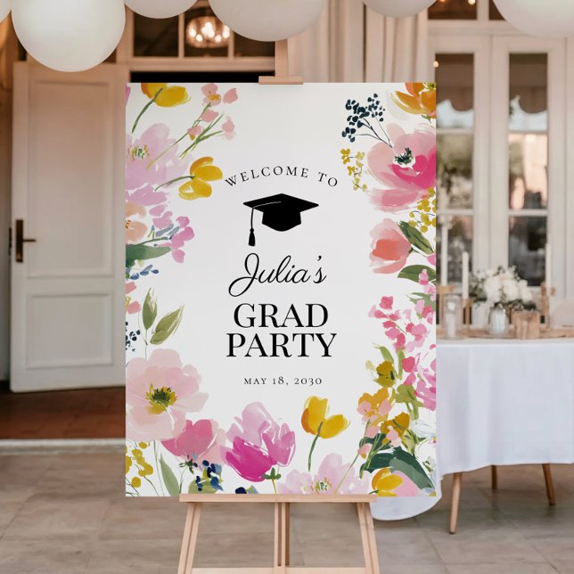 Póster Floral Graduation Party Welcome Sign (Subido por el creador)