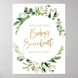 Póster Floral Greenery Baby Succulent Baby shower sign
