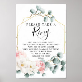 Póster Floral Greenery Bridal Shower Ring Game