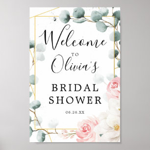 Póster Floral Greenery Bridal Shower Welcome Sign