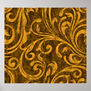 Póster Floral gris, textura transparente de alta resoluci