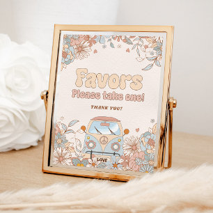 Póster Floral Groovy Retro Hippie Party Favor