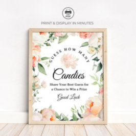 Póster Floral Guess How Many Candies Game Sign