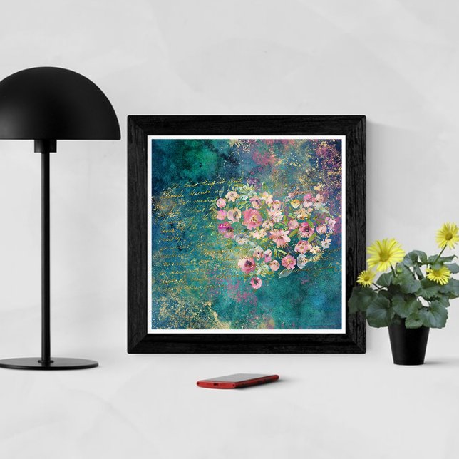 Póster Floral Heart Gold Romantic Handwriter (Subido por el creador)