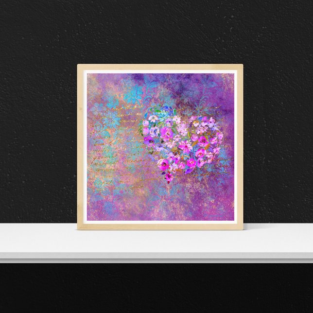 Póster Floral Heart Gold Vintage Handwriting (Subido por el creador)