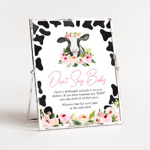 Póster Floral Holy Cow Baby Shower no dice bebé