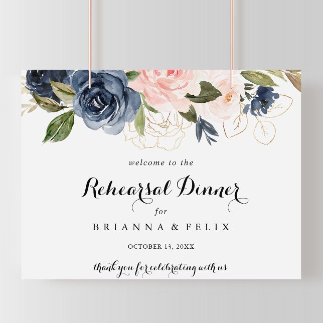 Póster Floral Horizontal Rehearsal Dinner Welcome Sign (Subido por el creador)