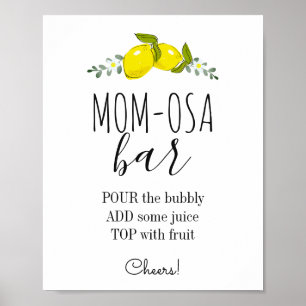 Póster Floral Lemon Citrus Baby Shower Mom-osa Bar