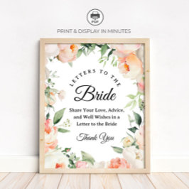 Póster Floral "Letters to the Bride" Bridal Shower sign