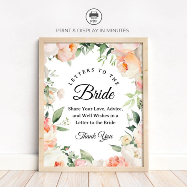 Póster Floral "Letters to the Bride" Bridal Shower sign (Subido por el creador)