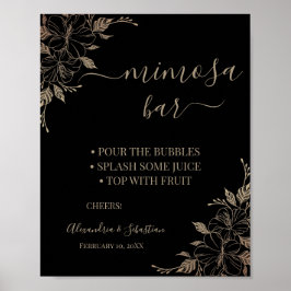 Póster Floral Lines Mimosa Bar Bridal Shower Rótulo