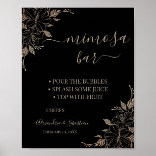 Póster Floral Lines Mimosa Bar Bridal Shower Rótulo