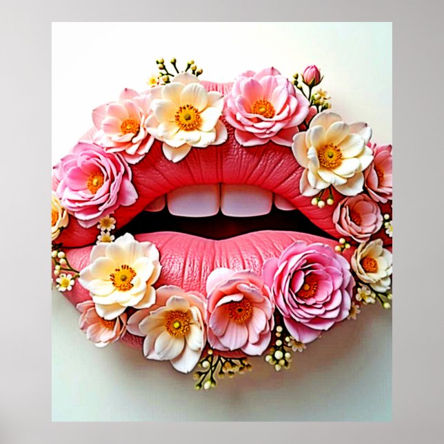 Póster Floral Lips Artistry (Frente)