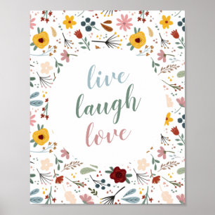 Póster Floral Live Laugh Love