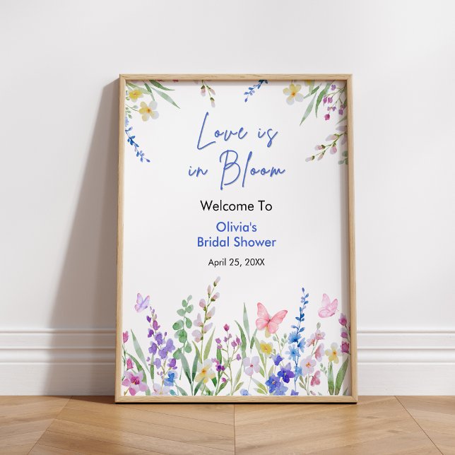 Póster Floral Love is in Bloom Bridal Shower Welcome  (Floral Spring Love is in Bloom Bridal Shower Welcome Sign    )