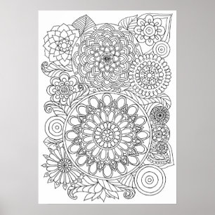 Póster Floral Mandala Bouquet Colores adultos