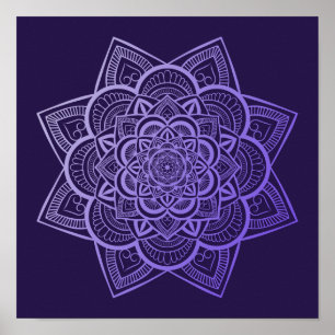 Póster Floral Mandala Lavender Gradiente púrpura Imprimir