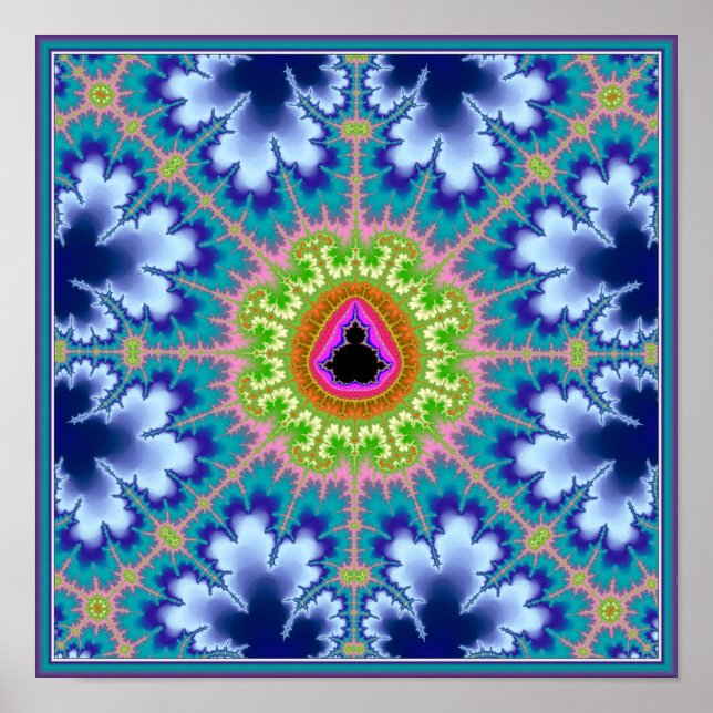 Póster Floral Mandelbrot Fractal (Frente)