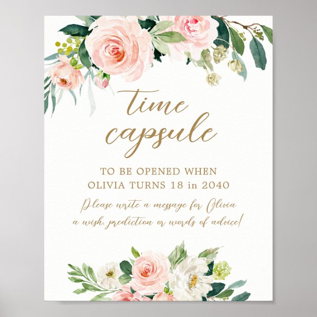 Póster Floral Maravilloso Cumpleaños Tiempo Rótulo de la  (Frente)